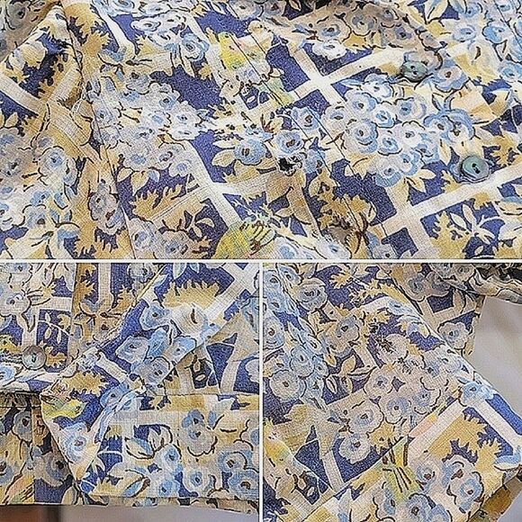 Vtg 70s blue floral print crop blouse & maxi skirt set - Picture 8 of 16